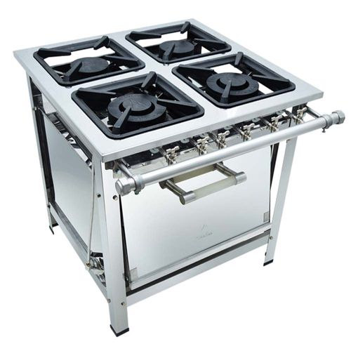 Fogão Industrial 4 Bocas 30x30 com Forno LUXO M18 Metalmaq Fogão Baixa Pressão Inox  M18 Gás GLP