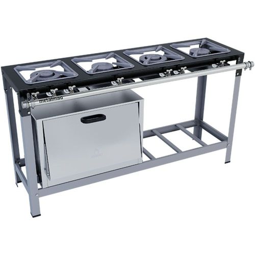 Fogão Industrial Stori Premium 4 Bocas 30x30 com Forno M12 Metalmaq Fogão Baixa Pressão Pintado