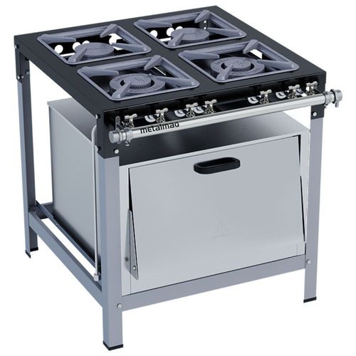 Fogão Industrial Stori Premium 4 Bocas 30x30 com Forno M18 Metalmaq Fogão Pressão Baixa Pintado