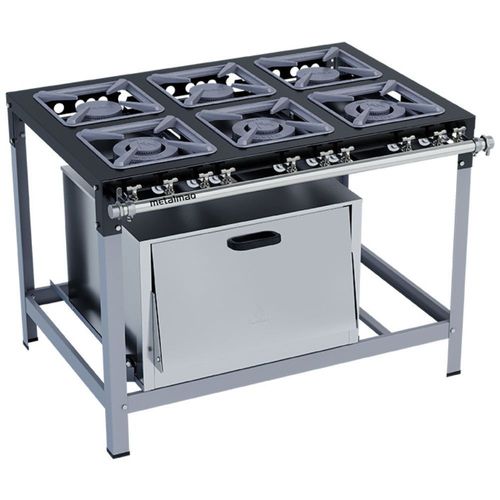 Fogão Industrial Stori Premium 6 Bocas 30x30 com Forno M19 Metalmaq Fogão Baixa Pressão Pintado