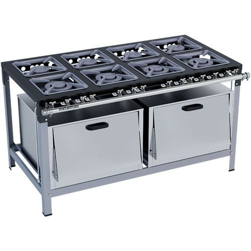 Fogão Industrial Stori Premium 8 Bocas 30x30 com 2 Fornos M20 Metalmaq Fogão Baixa Pressão Pintado