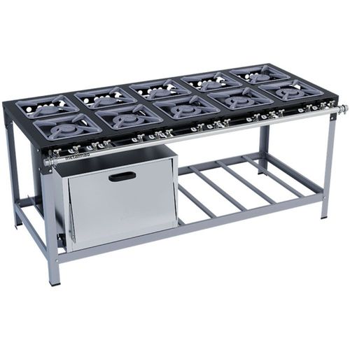 Fogão Industrial Stori Premium 10 Bocas 30x30 com Forno M21 Metalmaq Fogão Baixa Pressão Pintado