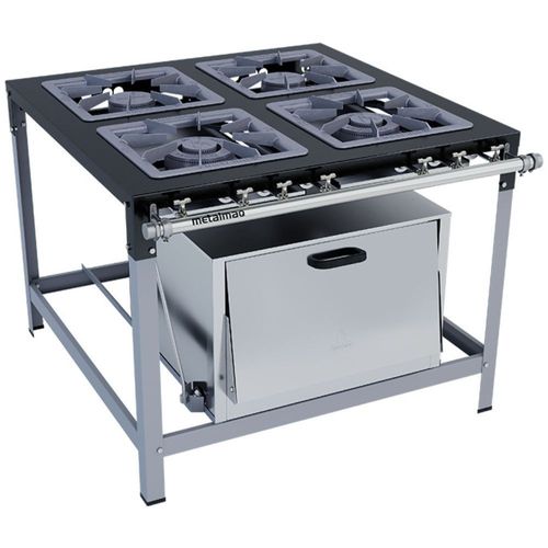 Fogão Industrial Stori Premium 4 Bocas 40x40 com Forno M18 Metalmaq Fogão Baixa Pressão Pintado