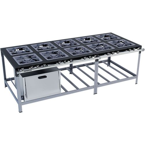 Fogão Industrial Stori Premium 10 Bocas 40x40 com Forno M21 Metalmaq Fogão Baixa Pressão Pintado