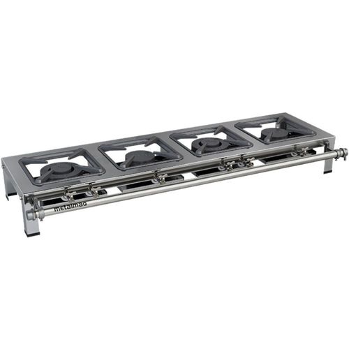 Fogão Industrial Stori Premium 4 Bocas 30x30 M4 Aço Inox 430 Metalmaq Fogão Baixa Pressão