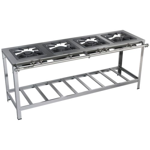 Fogão Industrial Stori Premium 4 Bocas 40x40 M8 Aço Inox 430 Metalmaq Fogão Baixa Pressão