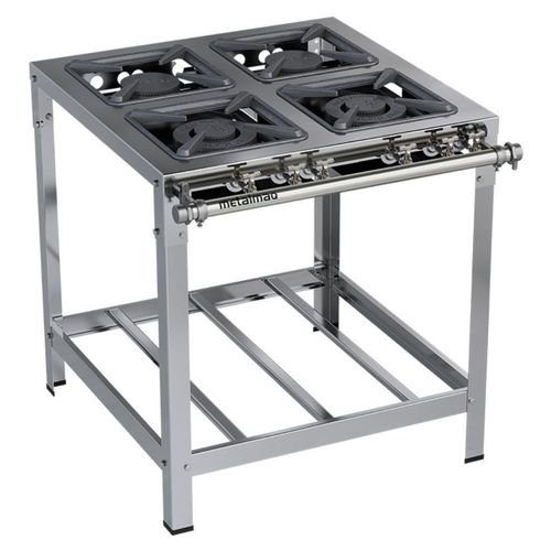 Fogão Industrial Stori Premium 4 Bocas 30x30 M14 Aço inox 430 Metalmaq Fogão Baixa Pressão