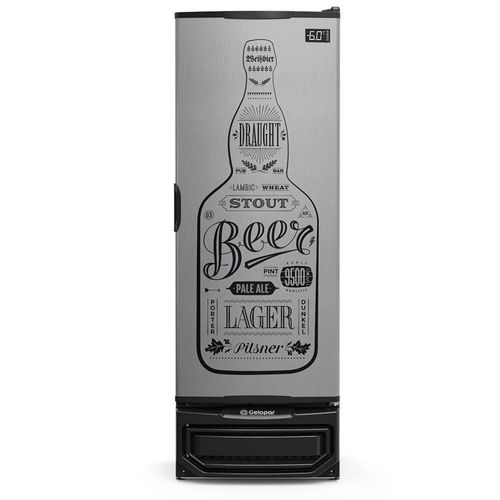 Cervejeira Vertical Porta Cega Adesivada 410 Litros GCB40GW Gelopar Refrigerador Inox 110V