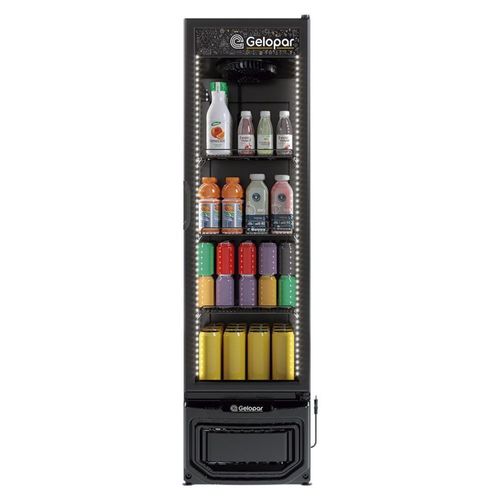Expositor Vertical com Porta de Vidro 228L GRV23BINLB Gelopar Conservador All Black Bivolt