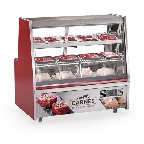 Balcão de Frios e Avícola Aquecido GRTA150A Gelopar Expositor de Carnes 1,5MT Vermelho 220V