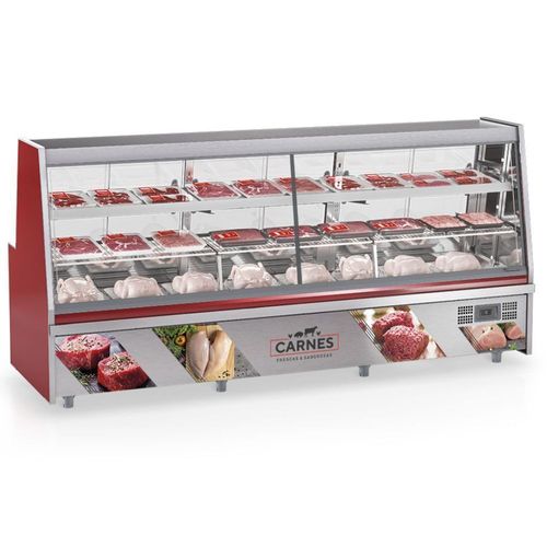 Balcão de Frios e Avícola Aquecidos GRTA300A Gelopar Expositor de Carnes Vermelho 3MT 220V