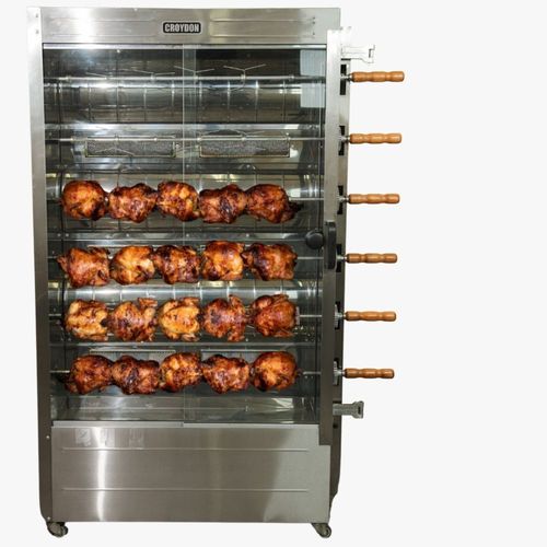 Frangueira Giratória à Gás GLP 6 Espetos FRG6 Croydon Assador de Frangos Inox Bivolt